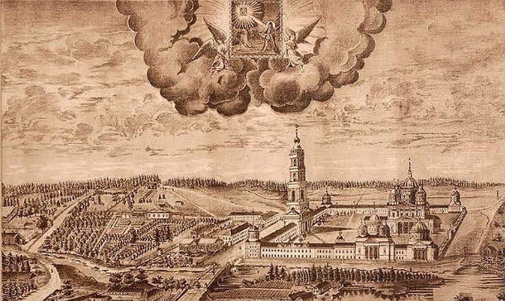 Югская Дорофеева пустынь — старинная гравюра